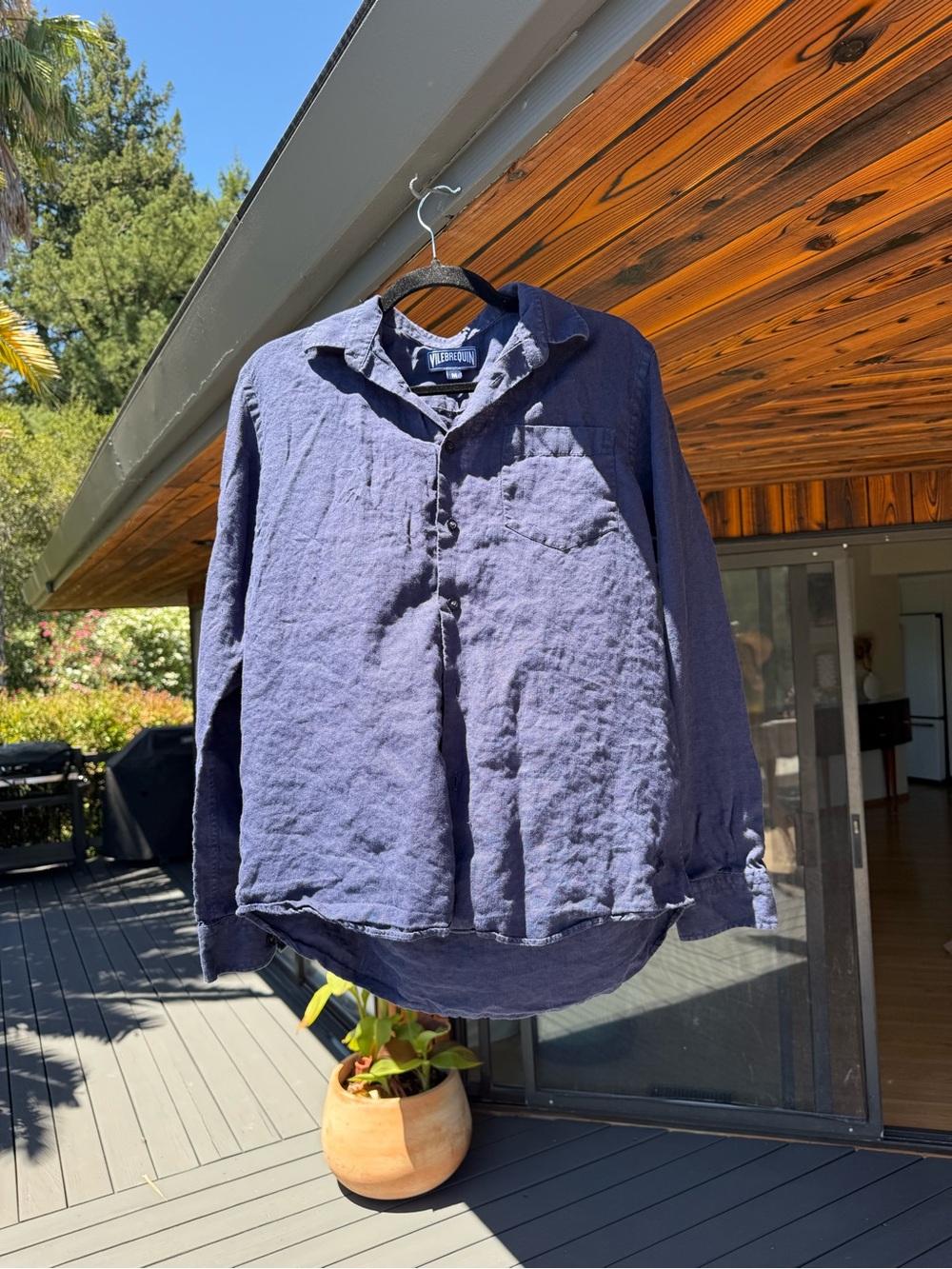 Vilebrequin Navy Blue Linen Button-Up Shirt